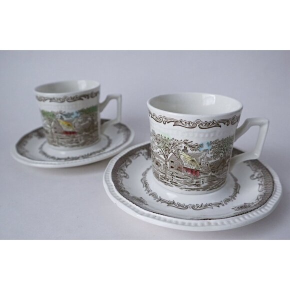 2 Vintage Teacups and Saucers Shakespeare's Sonnets by Kensington Shafford - Picture 2 of 6